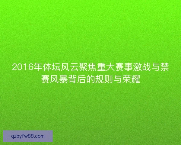 2016年体坛风云聚焦重大赛事激战与禁赛风暴背后的规则与荣耀