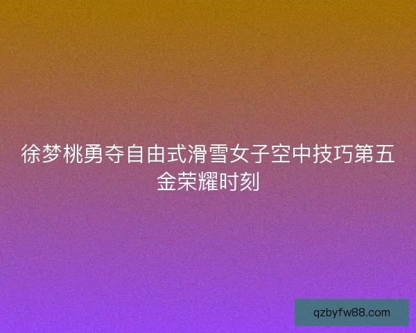 徐梦桃勇夺自由式滑雪女子空中技巧第五金荣耀时刻