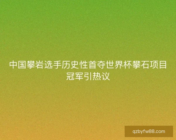 中国攀岩选手历史性首夺世界杯攀石项目冠军引热议